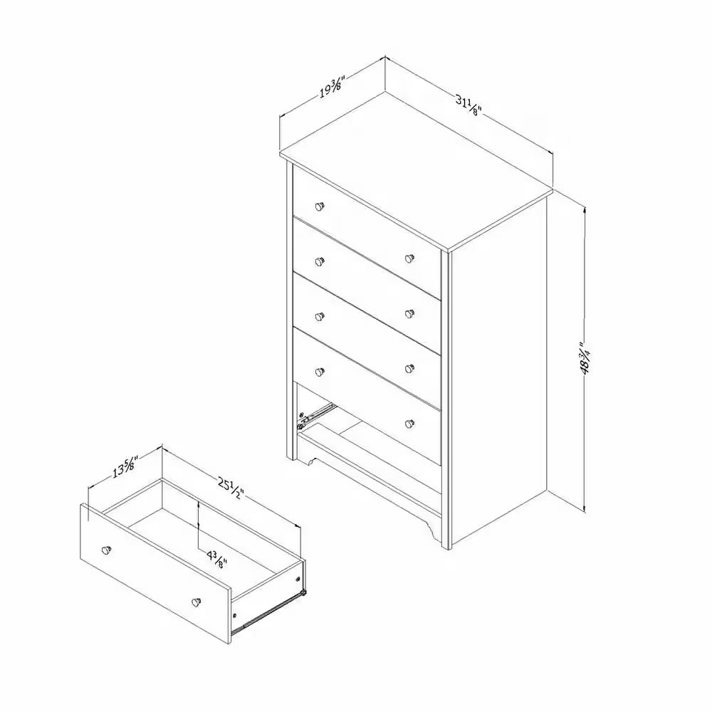 5-Drawer Pure Black Dresser